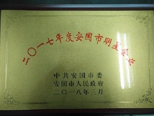 我公司被安國市委、市政府評為二〇一七年度明星企業(yè)
